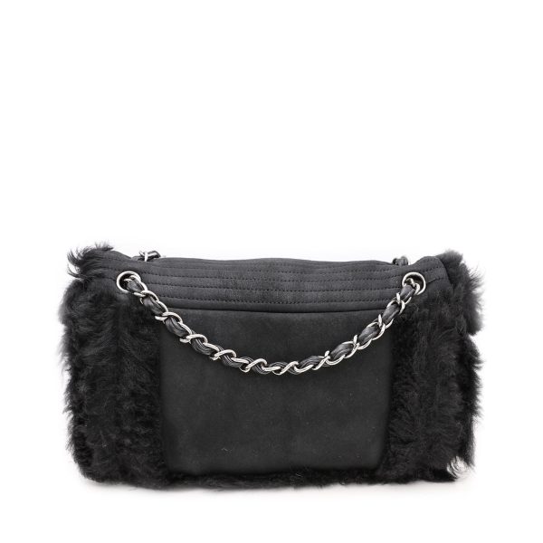 Chanel Black CC Mouton Fur Flap Bag Online Sale