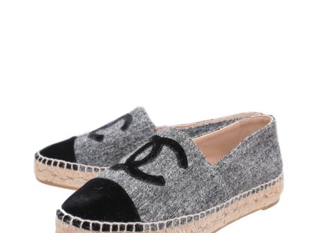 Chanel Bicolor CC Velvet Wool Tweed Espadrille 36 Sale