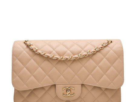 Chanel Beige Classic Double Flap Bag For Discount