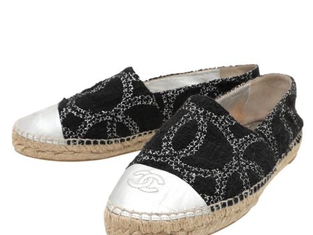 Chanel Bicolor Tweed CC Espadrille 40 Hot on Sale