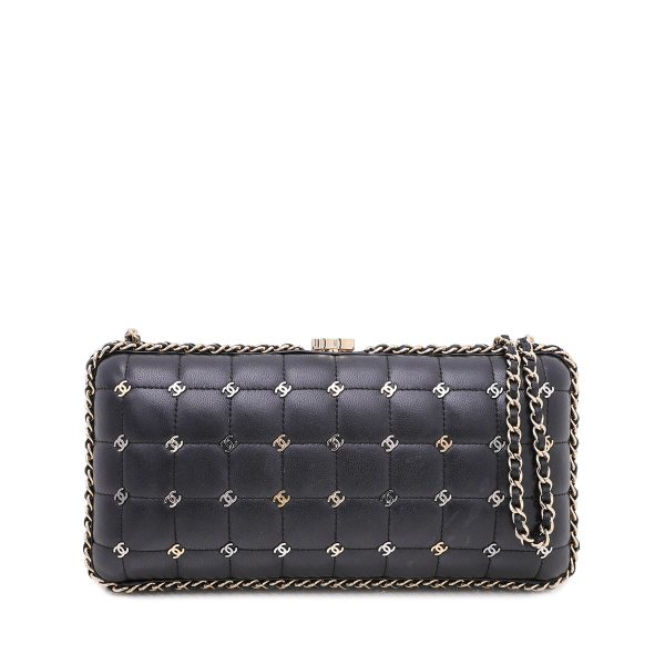 Chanel Black CC Chain Around Signature Clutch For Cheap