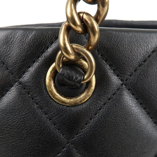 CHANEL Matelasse Lamb Skin Chain Shoulder Bag Black Vintage Gold Hot on Sale