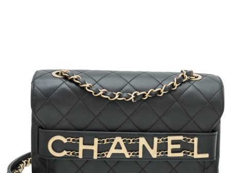 Chanel Black Logo Enchained Flap Medium Bag Discount