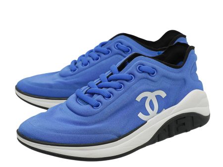 Chanel Blue CC Lycra Sneakers 36 Supply