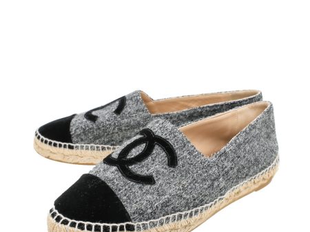 Chanel Bicolor CC Velvet Wool Tweed Espadrille 40 Sale