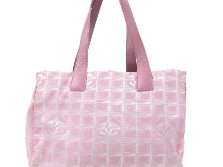 CHANEL New Travel Line Nylon Jacquard Leather Tote Bag MM A15991 Sale