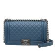 Chanel Blue Quilted Le Boy Medium Bag Discount