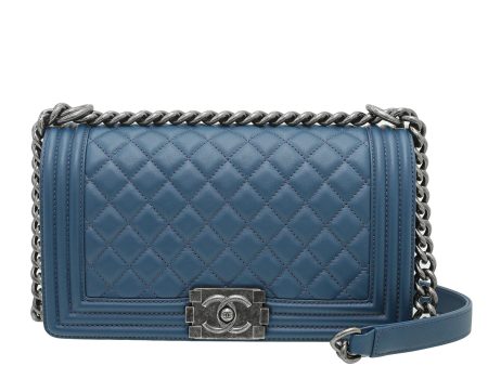 Chanel Blue Quilted Le Boy Medium Bag Discount