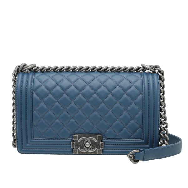 Chanel Blue Quilted Le Boy Medium Bag Discount