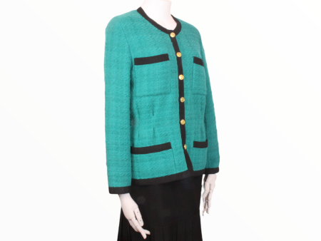 Chanel vintage black and green suit jacket - M Cheap