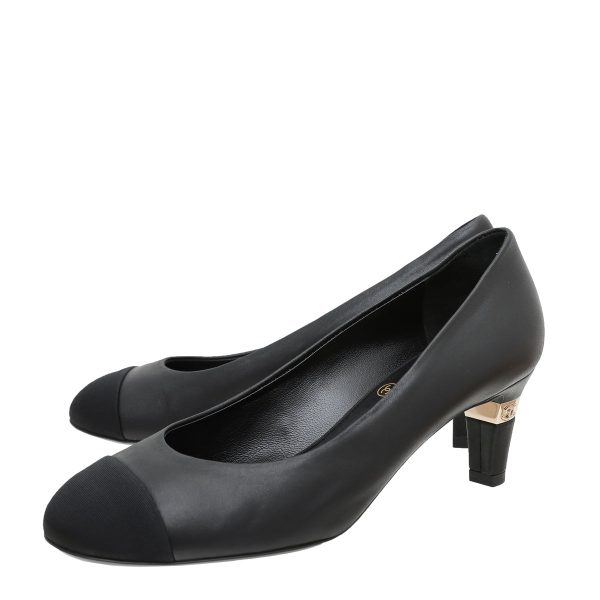 Chanel Black Grosgrain Round Toe Pumps 36.5 Supply