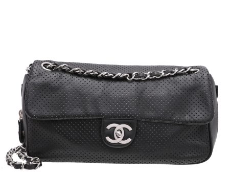 Chanel Black CC Perforated Baseball Spirit Flap Bag For Sale