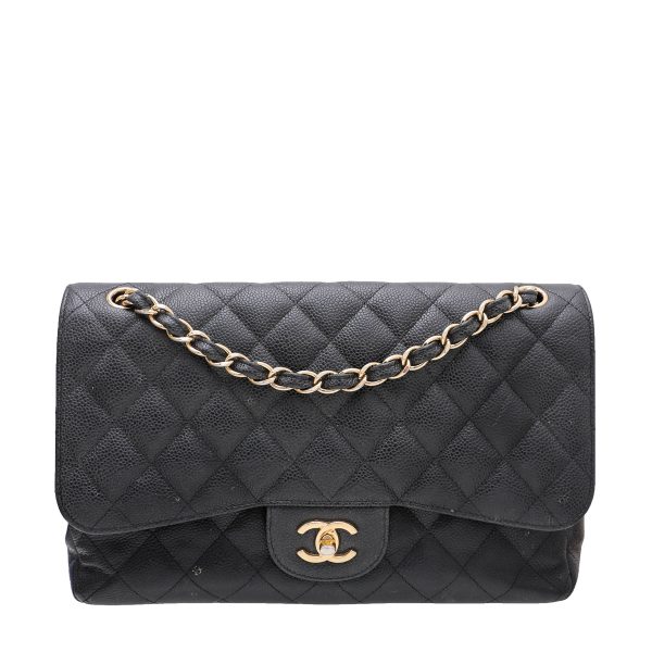 Chanel Black Classic Double Flap Jumbo Bag For Cheap