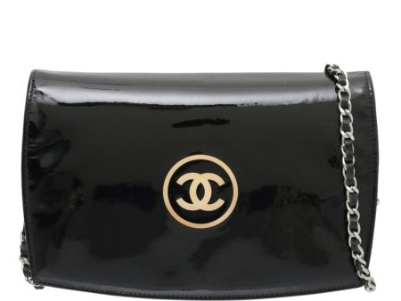 Chanel Black CC Logo Embossed Wallet On Chain Cheap