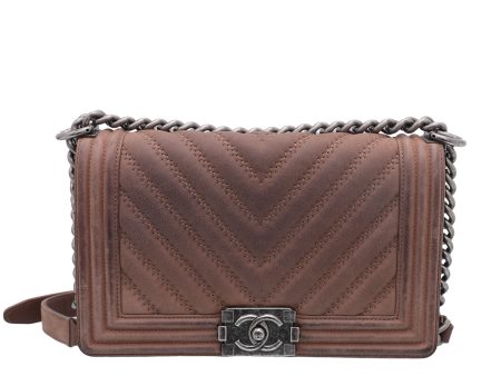 Chanel Brown Nubuck Chevron Stitch Le Boy Bag Online Sale