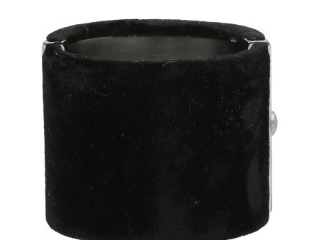 Chanel Black CC Velvet Wide Cuff Bracelet Fashion