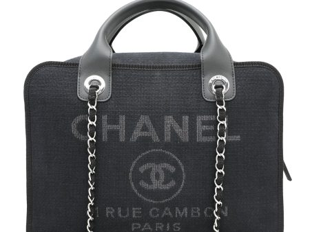 Chanel Black CC Mixed Fibers Deauville Bowling Bag Cheap