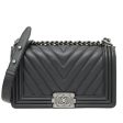 Chanel Black Chevron Boy Medium Bag For Sale