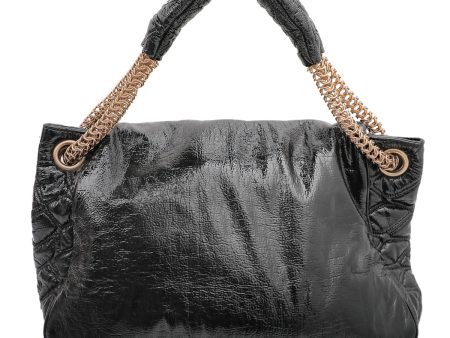 Chanel Black Vinyl Rodeo Accordion Flap Bag For Cheap