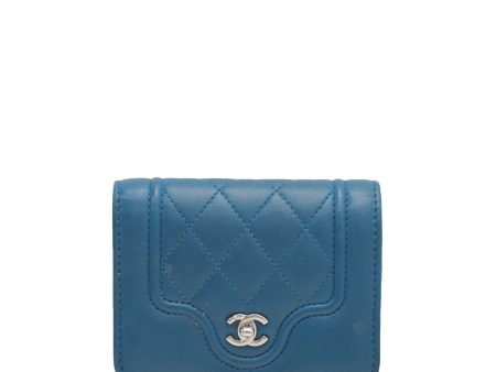 Chanel Blue CC Compact Wallet Sale