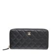 Chanel Black CC Classic Zip Around Wallet on Sale