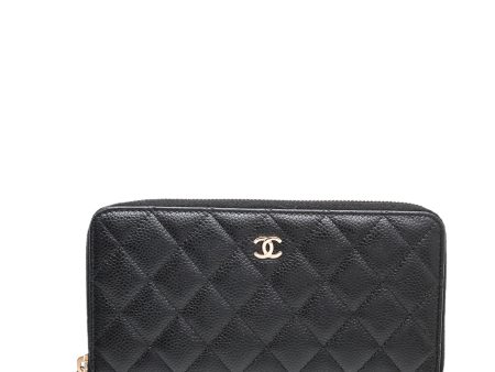 Chanel Black CC Classic Zip Around Wallet on Sale