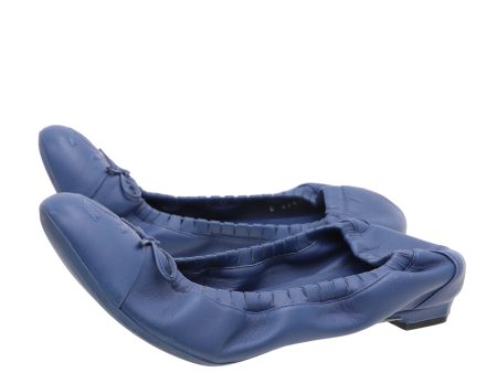 Chanel Blue CC Scrunch Elastic Ballet Flats 39 For Sale