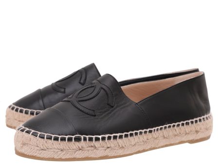 Chanel Black CC Cap Toe Espadrille 37 For Cheap