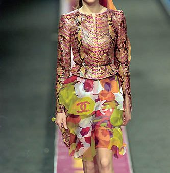 Chanel multicolor printed silk skirt - S - Spring 2000 Online now