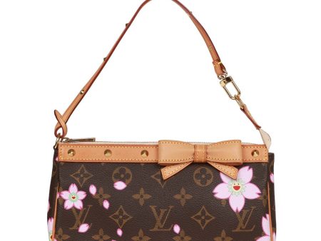 Vintage Louis Vuitton x Takashi Murakami Monogram Cherry Blossom Pochette Gold Hardware For Sale