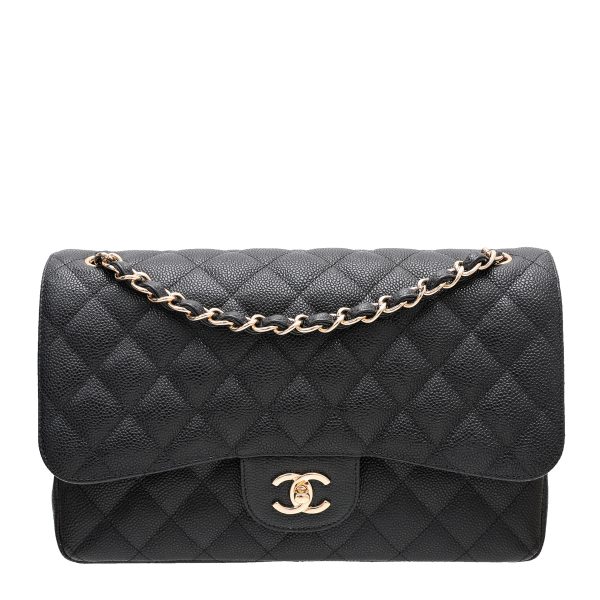 Chanel Black CC Classique Double Flap Bag For Discount