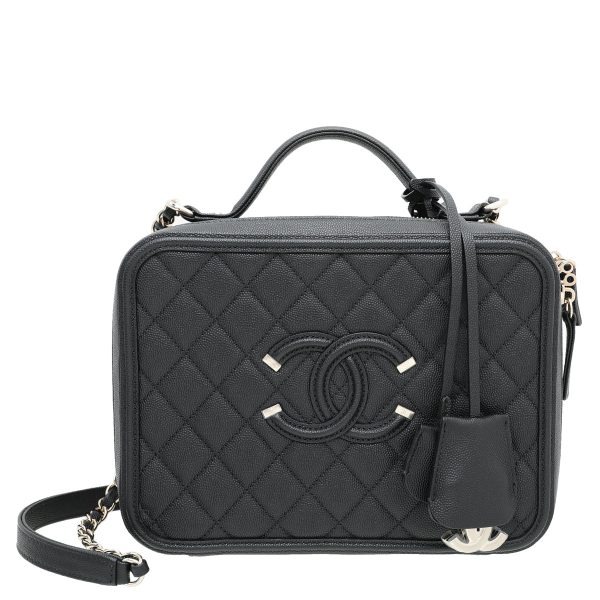 Chanel Black CC Filigree Vanity Bag Cheap