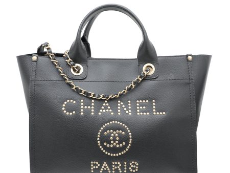 Chanel Black CC Studded Deauville Tote Small Bag For Cheap