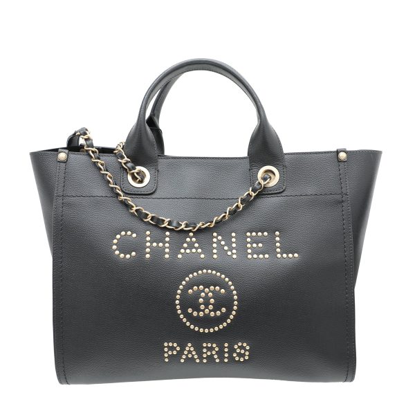 Chanel Black CC Studded Deauville Tote Small Bag For Cheap