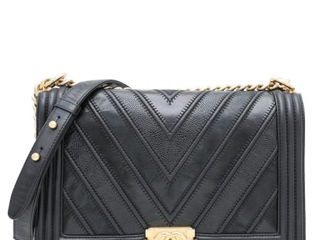 Chanel Black Le Boy Chevron Mix Bag For Discount