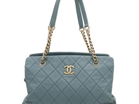 Chanel Blue CC Crown Tote Bag Online now