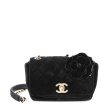 Chanel Black CC Velvet Camellia Flower Bag Cheap