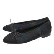 Chanel Black CC Cap Toe Mixed Fabric Flat Ballerina 38 Cheap