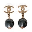 Chanel Black CC Faux Pearl Drop Earrings Online