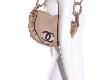 Chanel Taupe Limited Edition Accordion Pleat Lambskin Leather Shoulder Bag Online Sale