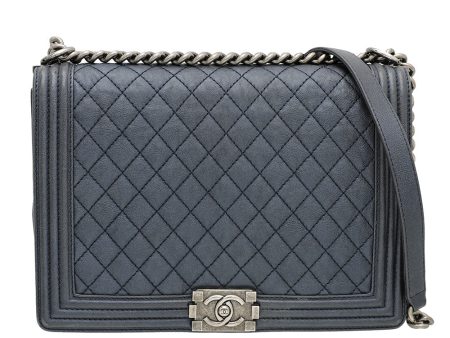 Chanel Blue Le Boy Large Flap Bag For Sale