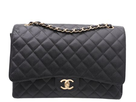 Chanel Black CC Double Flap Maxi Bag Online Hot Sale