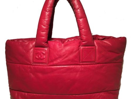 Chanel Red and Navy Puffy Leather Cocoon Tote Bag Cheap