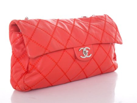 Chanel Poppy Red 2011 East West Soft Sided Single Flap Bag Discount