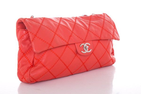 Chanel Poppy Red 2011 East West Soft Sided Single Flap Bag Discount