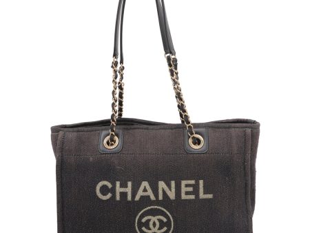 Chanel Black Gold Deauville Metallic Fabric Small Bag Online Hot Sale