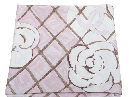 Chanel Bicolor CC Logo Camellia Quilted Silk Scarf Online Hot Sale