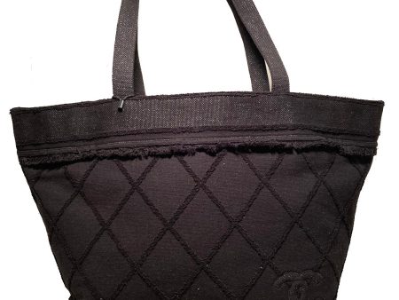 Chanel Black Canvas Raw Edge Tote Bag Hot on Sale