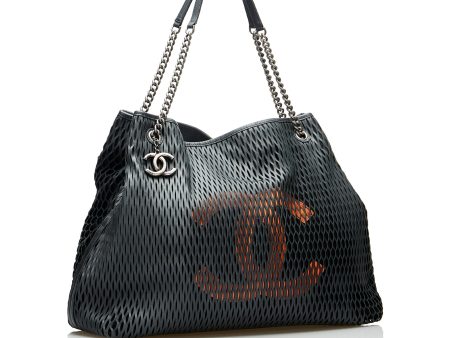 Black Chanel CC Perforated Leather Tote Bag Online Sale