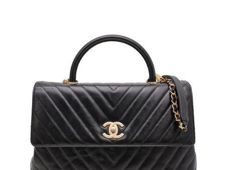 Chanel Black Chevron Coco Handle Maxi Bag Online Sale